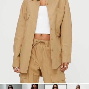 NWT Princess Polly Tan Utility Jacket with Classic Lapel and Pants set